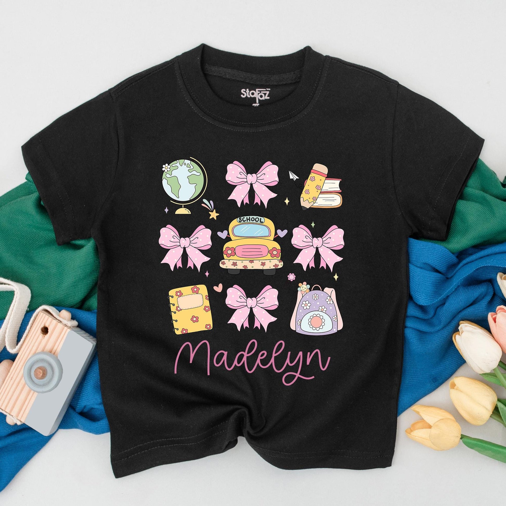 Personalized Back to School T-Shirt for Kids, Custom Name First Day Outfit, Cute School Tees for Girl, Kindergarten, Preschool Gift Idea, Fun Design