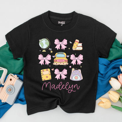 Personalized Back to School T-Shirt for Kids, Custom Name First Day Outfit, Cute School Tees for Girl, Kindergarten, Preschool Gift Idea, Fun Design