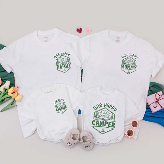 Matching One Happy Camper Family T-Shirts | Personalized 1st Birthday Outfit | Camp Mommy and Me Shirts | First Birthday Party