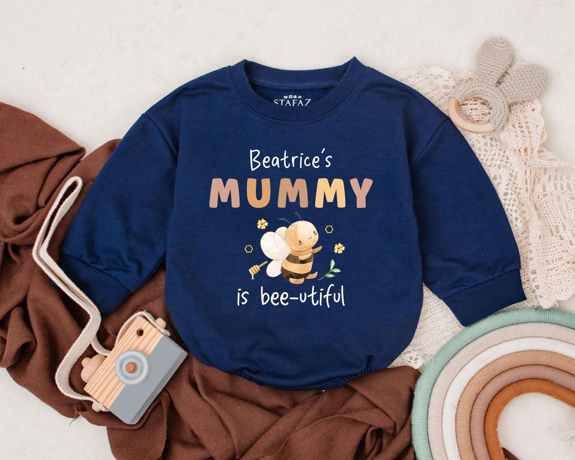 Cute Bee Baby Bubble Romper Personalized Infant Shirt Mommy and Me Outfit Mother's Day Gift for New Mom Custom Baby Clothes Summer
