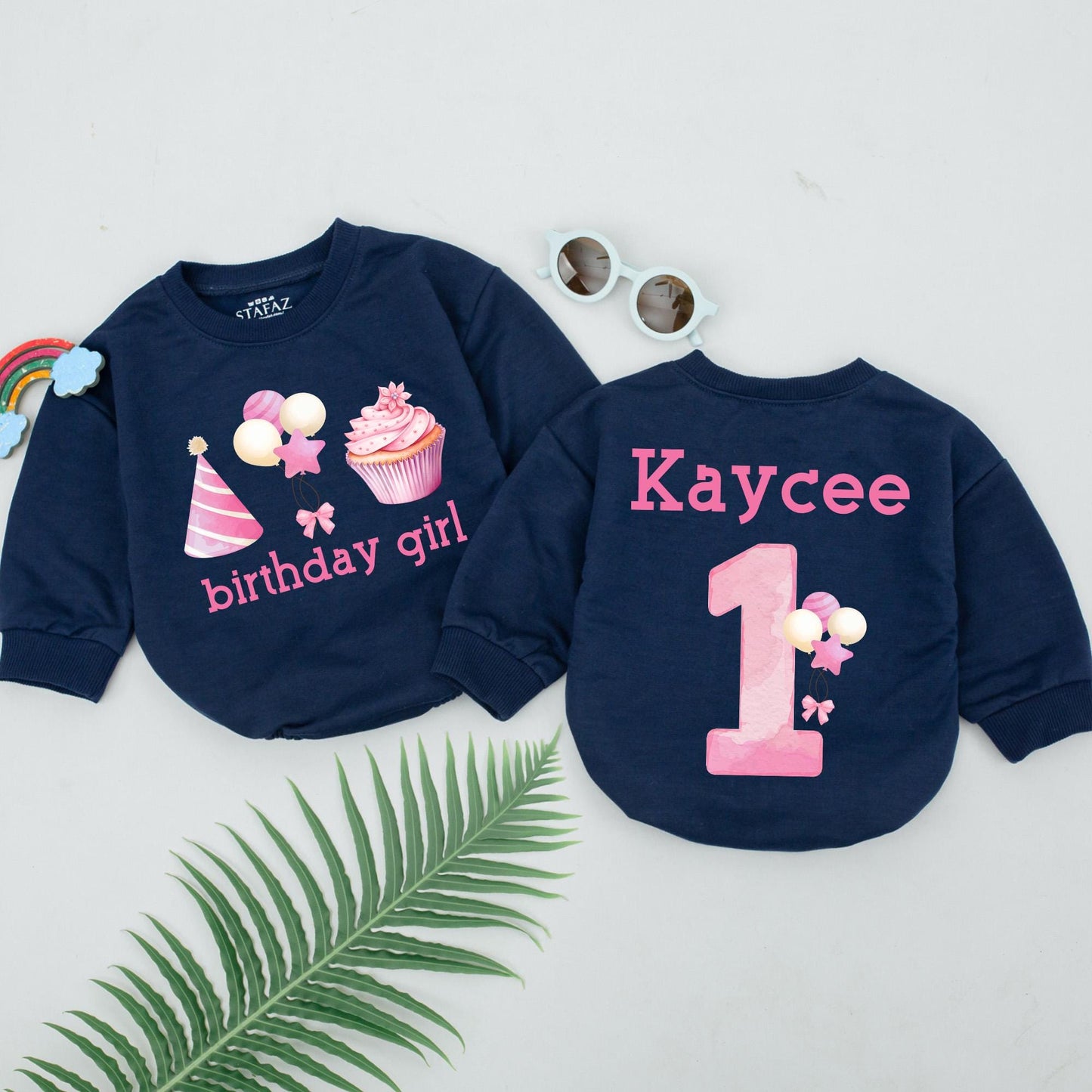 First Birthday Girl Romper Personalized One Birthday Gift Baby Toddler Party Outfit Cute Candle Design Cotton Soft Comfortable Celebration Clothes