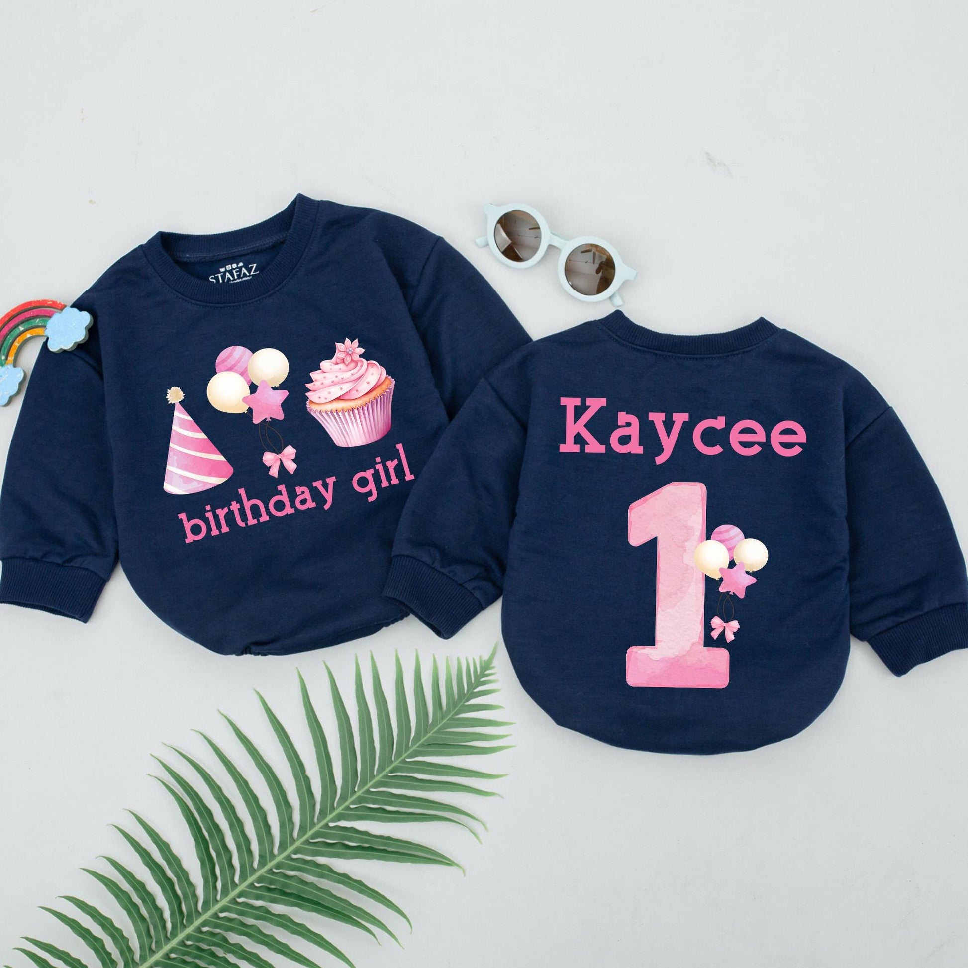 First Birthday Girl Romper Personalized One Birthday Gift Baby Toddler Party Outfit Cute Candle Design Cotton Soft Comfortable Celebration Clothes