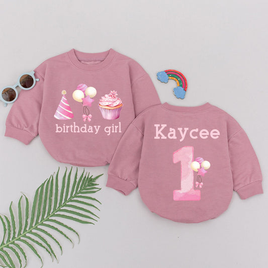 First Birthday Girl Romper Personalized One Birthday Gift Baby Toddler Party Outfit Cute Candle Design Cotton Soft Comfortable Celebration Clothes