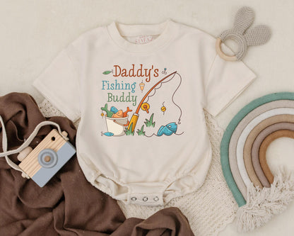 Daddy's Fishing Buddy Bubble Romper for Baby Boy Father's Day Fishing Theme Party Outfit Comfortable Cotton Gift for Dad
