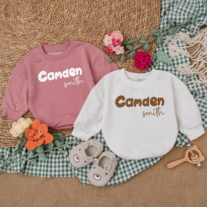 Personalized Name Baby Boy Sweatshirt Romper Cozy Newborn Bodysuit Comfortable Baby Shower Gift Coming Home Outfit Warm Clothes