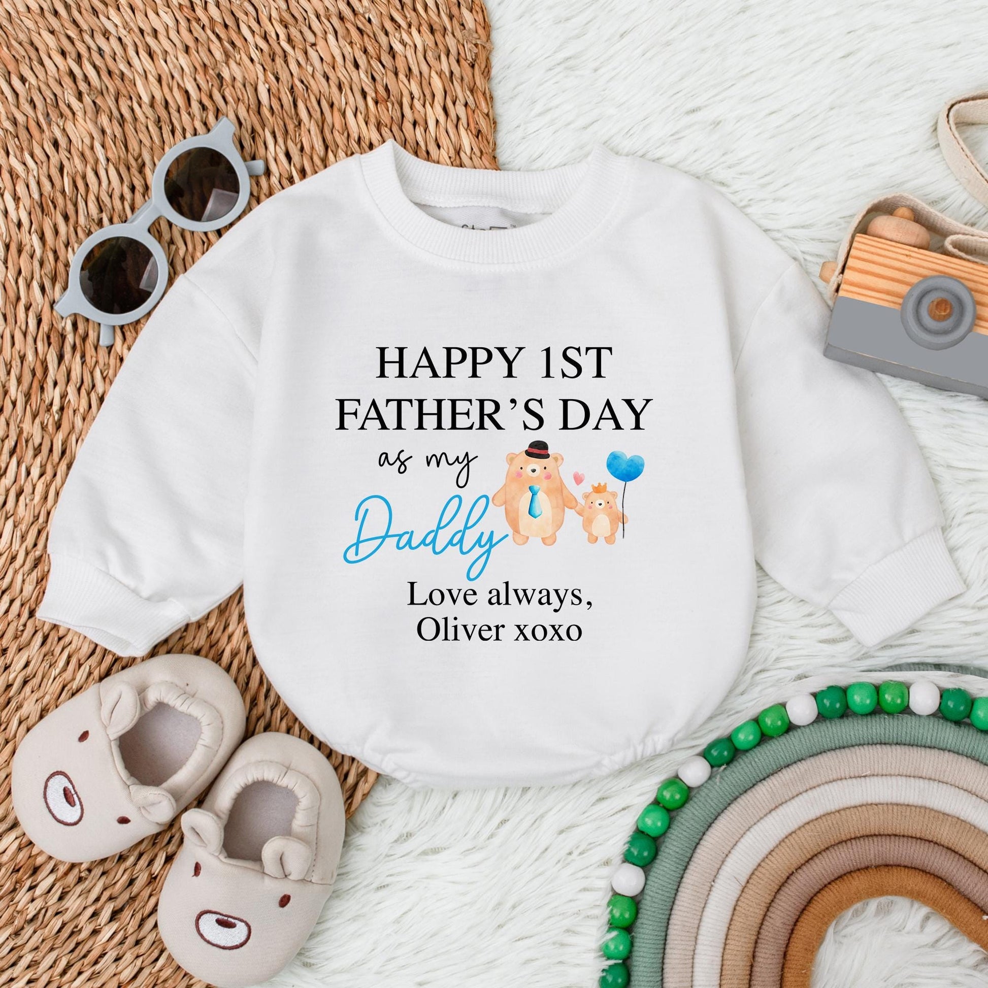 Personalized First Father's Day Baby Bubble Romper | Best Dad Ever Boy Bodysuit Gift | New Dad Shower Gift Cotton, Cute