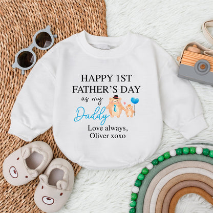 Personalized First Father's Day Baby Bubble Romper | Best Dad Ever Boy Bodysuit Gift | New Dad Shower Gift Cotton, Cute