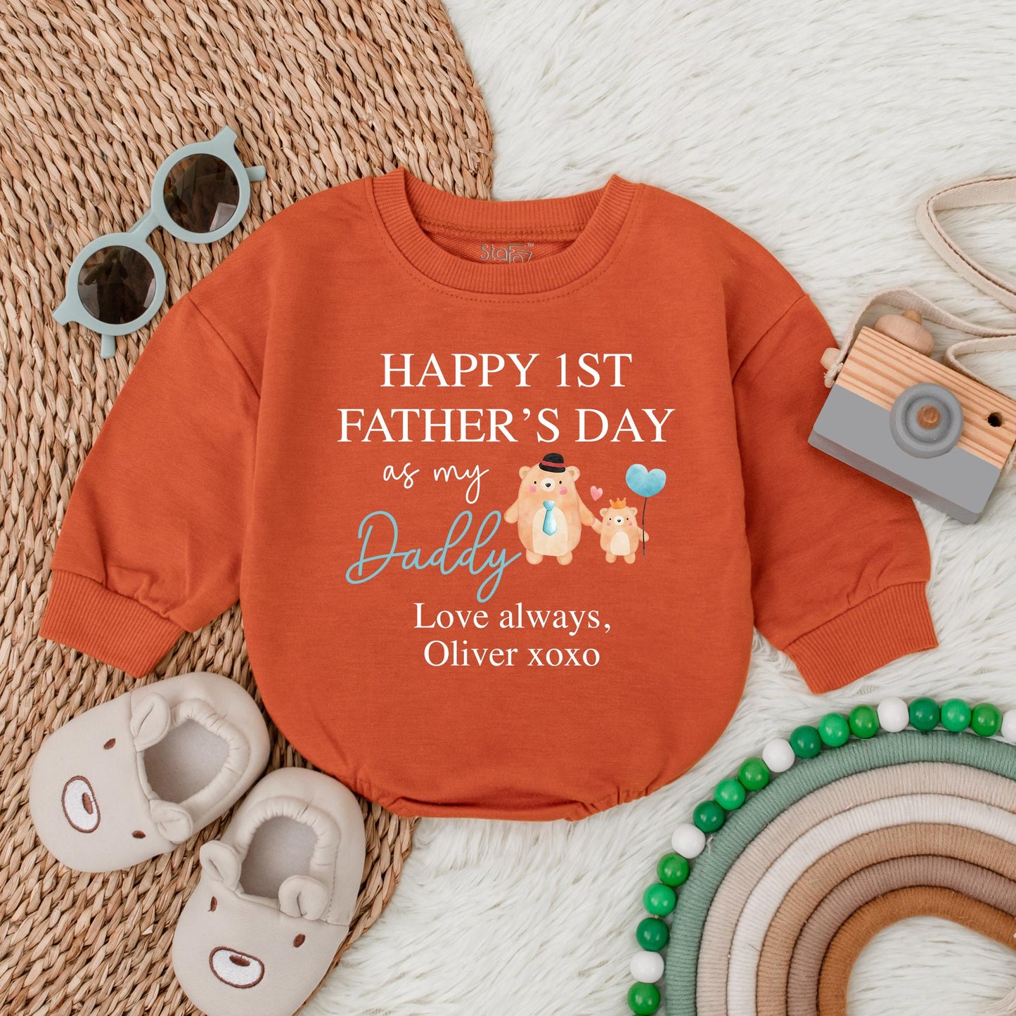 Personalized First Father's Day Baby Bubble Romper | Best Dad Ever Boy Bodysuit Gift | New Dad Shower Gift Cotton, Cute