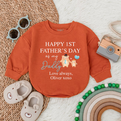 Personalized First Father's Day Baby Bubble Romper | Best Dad Ever Boy Bodysuit Gift | New Dad Shower Gift Cotton, Cute