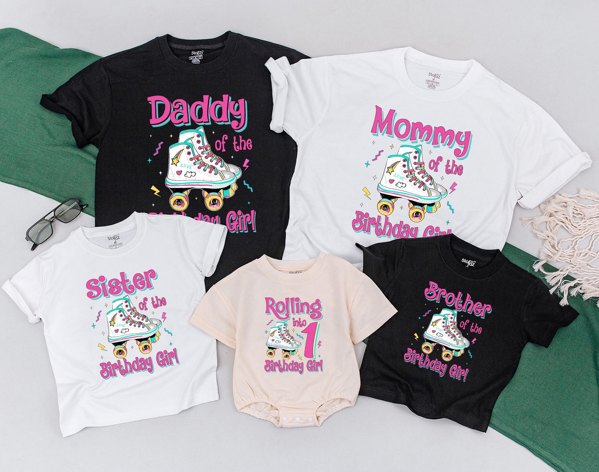 Personalized Rolling Into Birthday Girl Roller Skate Shirt Baby Girl Matching Family Outfits