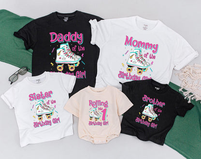 Personalized Rolling Into Birthday Girl Roller Skate Shirt Baby Girl Matching Family Outfits