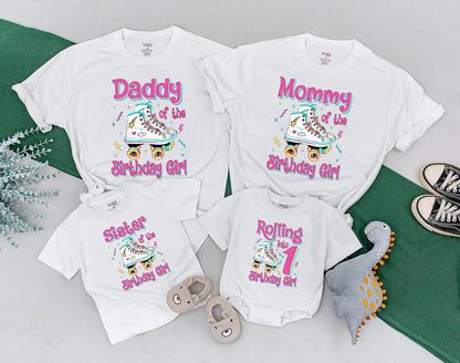 Personalized Rolling Into Birthday Girl Roller Skate Shirt Baby Girl Matching Family Outfits