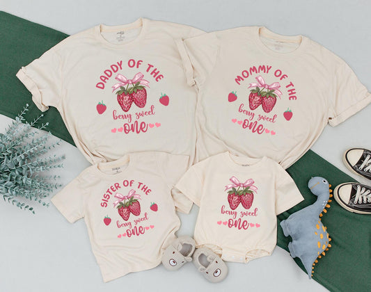 Berry First Birthday Family Matching Strawberry 1st Birthday Outfit Mommy and Me Mama Daddy Sweet One Outfit