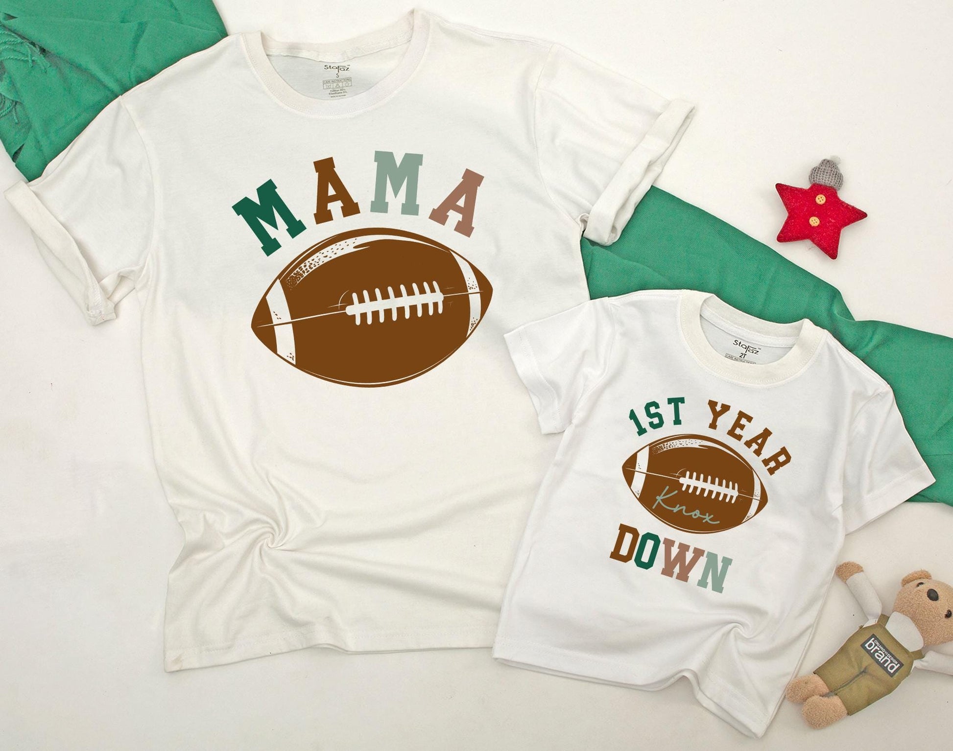 First Birthday Football Family Shirts Touchdown Celebration Boy's 1st Birthday Outfit Dad Mama Matching Party Gear