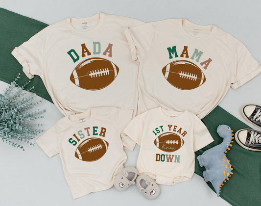 First Birthday Football Family Shirts Touchdown Celebration Boy's 1st Birthday Outfit Dad Mama Matching Party Gear