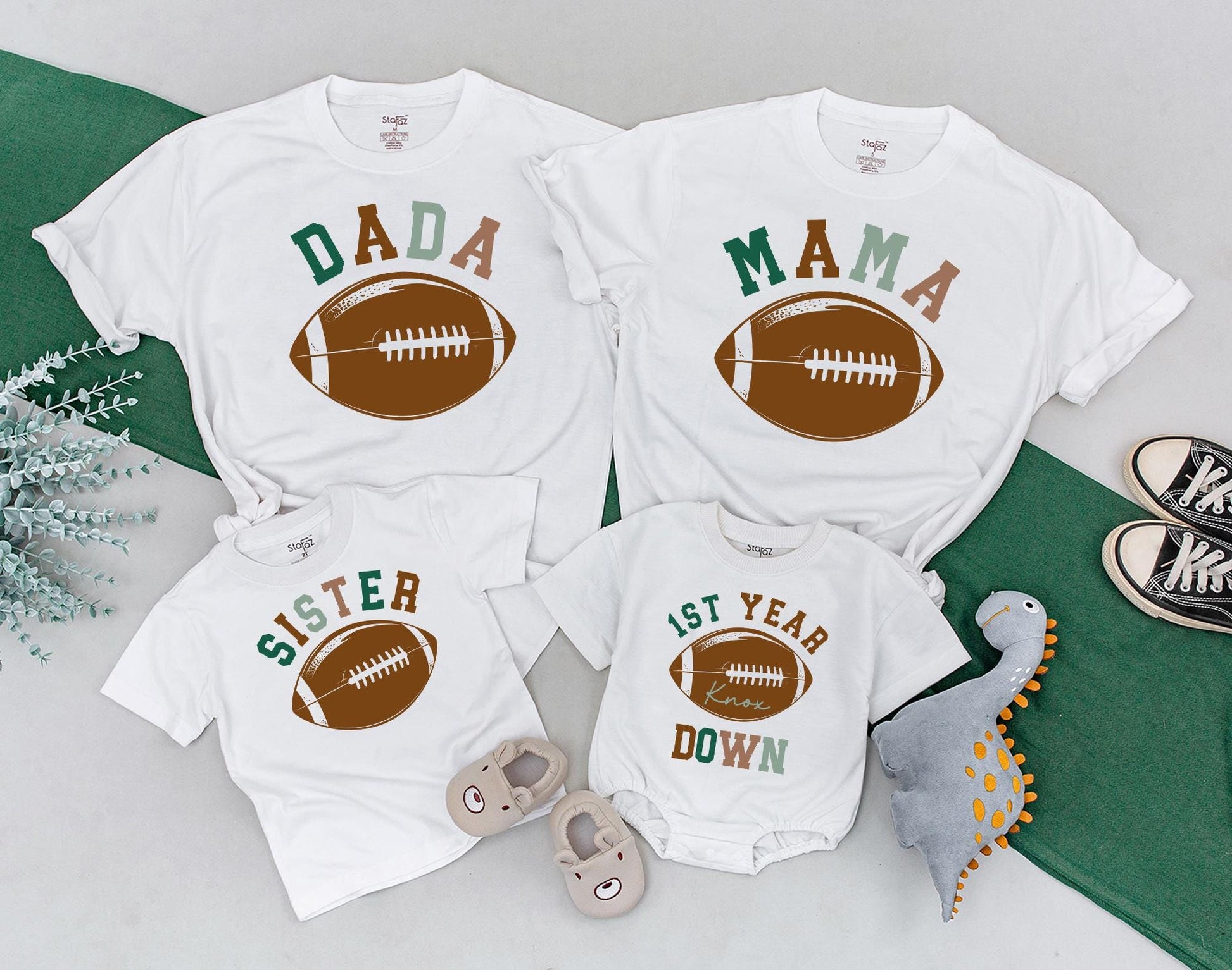 First Birthday Football Family Shirts Touchdown Celebration Boy's 1st Birthday Outfit Dad Mama Matching Party Gear