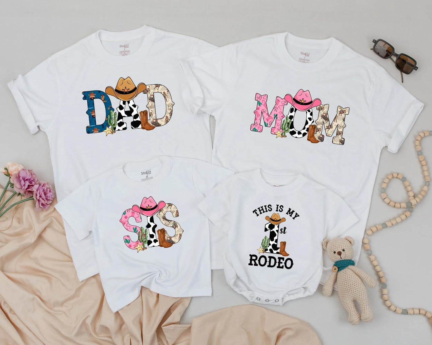 My First Rodeo Shirt Custom Cowboy 1st Birthday Outfit for Boys & Girls Matching Family Western Party