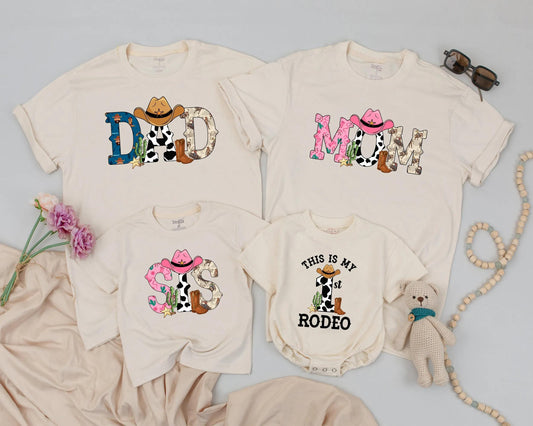 My First Rodeo Shirt Custom Cowboy 1st Birthday Outfit for Boys & Girls Matching Family Western Party