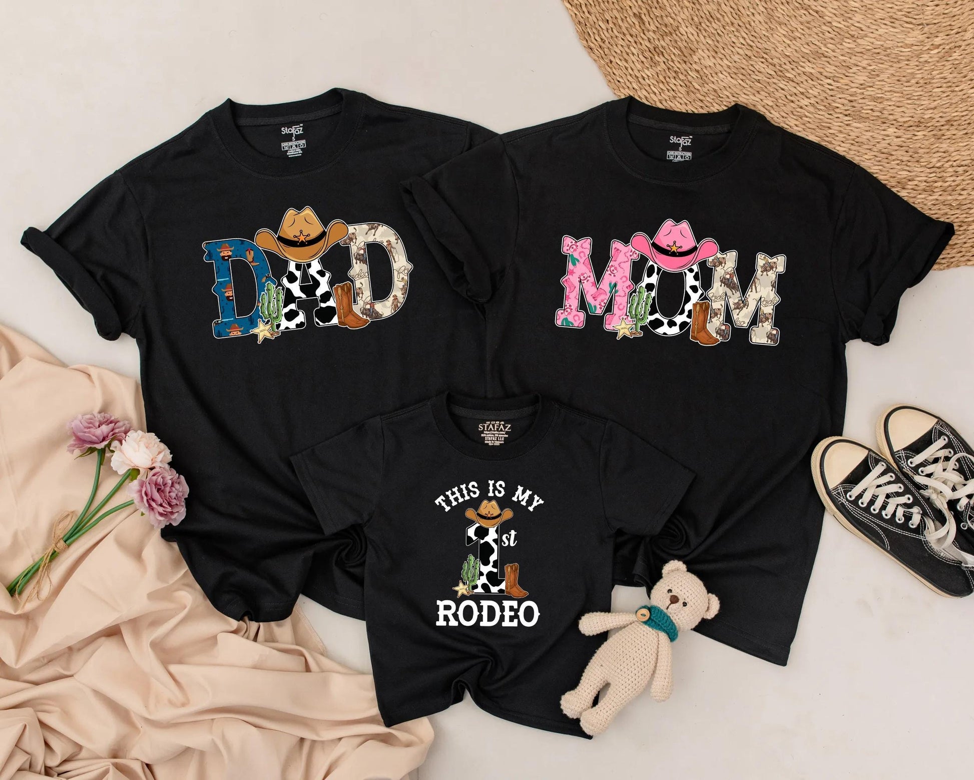 My First Rodeo Shirt Custom Cowboy 1st Birthday Outfit for Boys & Girls Matching Family Western Party