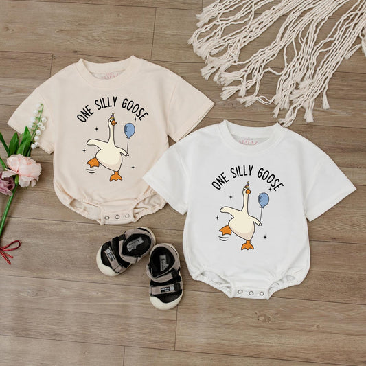 One Silly Goose Baby Romper, Funny Baby Bodysuit, Cute Infant Outfit, Baby Shower Gift, Newborn Romper, Retro Baby Clothes, Gender Neutral