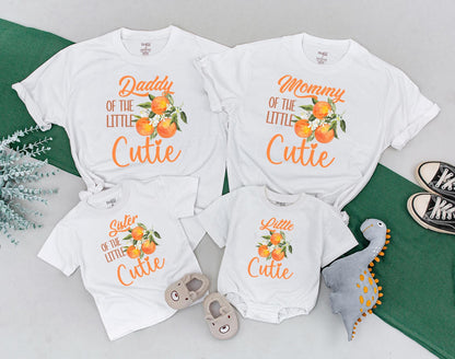 Personalized Little Cutie Orange Fruit Family Matching T-Shirts Baby Romper Sweet Newborn Outfit Baby Shower Gift Comfortable Cotton Apparel