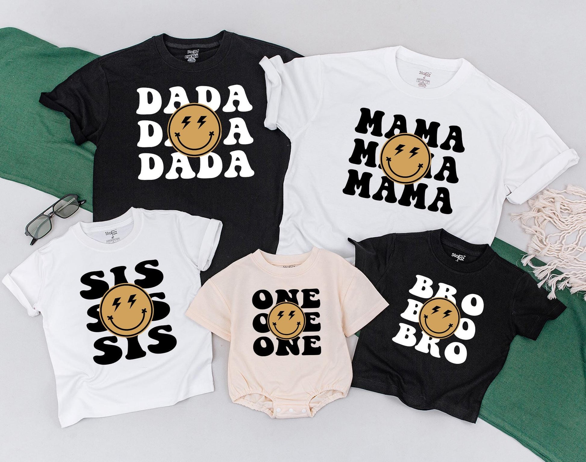 Matching One Happy Dude 1st Birthday Outfit for Baby Boy, Smile Romper, Mommy & Daddy Gift, Custom First Birthday Party