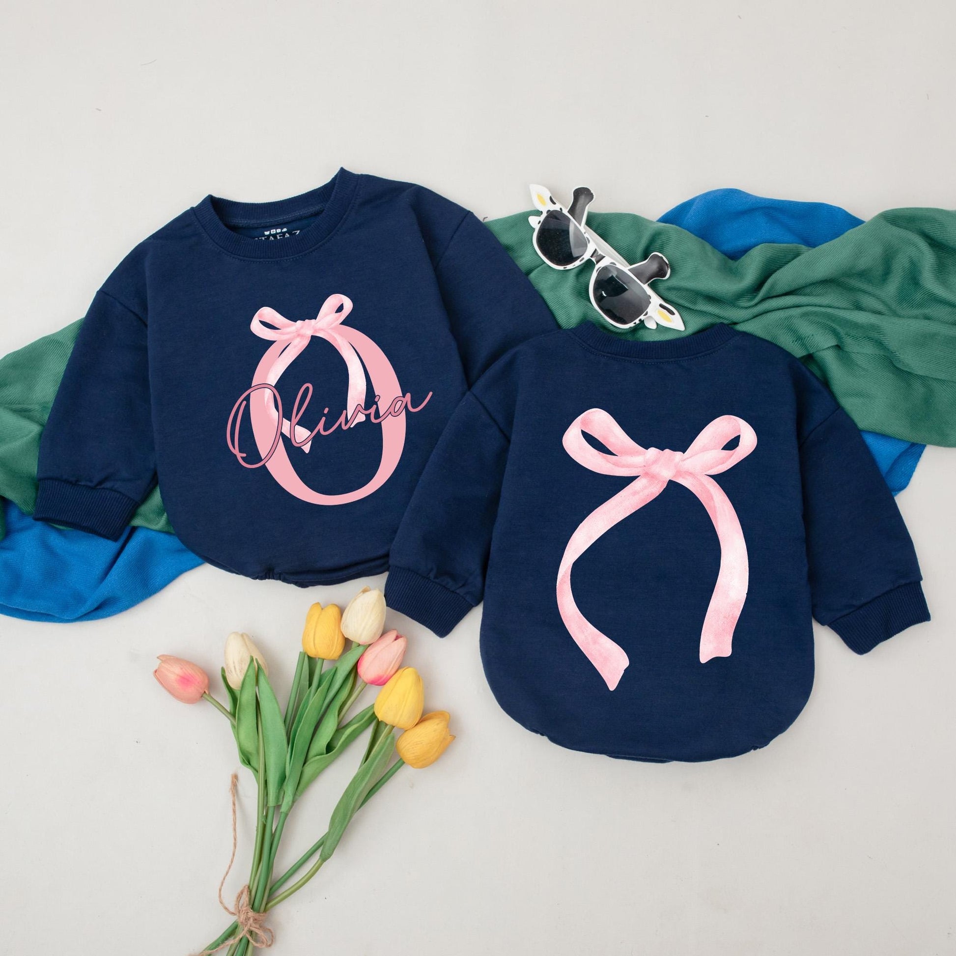 Personalized Name Baby Girl Pink Bow Birthday Bubble Romper Bodysuit Outfit Newborn First Celebration Gift Adorable Shower Apparel