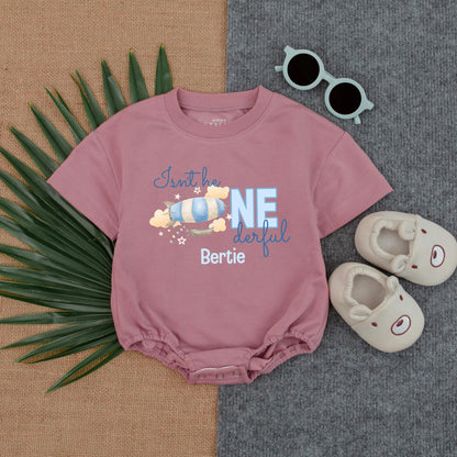 Isn’t He ONEderful Bubble Romper Cute 1st Birthday Baby Boy Outfit Milestone Photo Prop Perfect First Birthday Smash Cake Outfit Gift