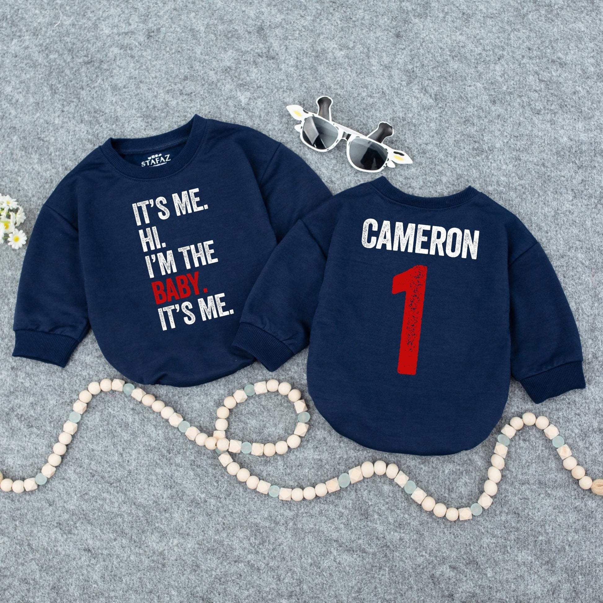It's Me, Hi, Baby Romper & Personalized Name Bodysuit, Retro 1st Birthday Outfit, Funny Baby Shower Gift, Gender Neutral Clothes
