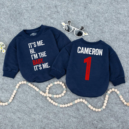 It's Me, Hi, Baby Romper & Personalized Name Bodysuit, Retro 1st Birthday Outfit, Funny Baby Shower Gift, Gender Neutral Clothes
