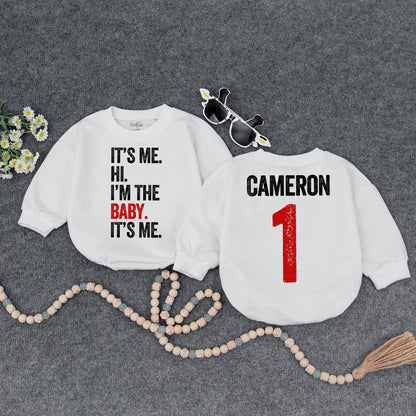 It's Me, Hi, Baby Romper & Personalized Name Bodysuit, Retro 1st Birthday Outfit, Funny Baby Shower Gift, Gender Neutral Clothes