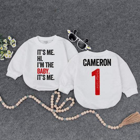 It's Me, Hi, Baby Romper & Personalized Name Bodysuit, Retro 1st Birthday Outfit, Funny Baby Shower Gift, Gender Neutral Clothes