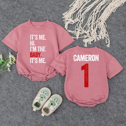 It's Me, Hi, Baby Romper & Personalized Name Bodysuit, Retro 1st Birthday Outfit, Funny Baby Shower Gift, Gender Neutral Clothes