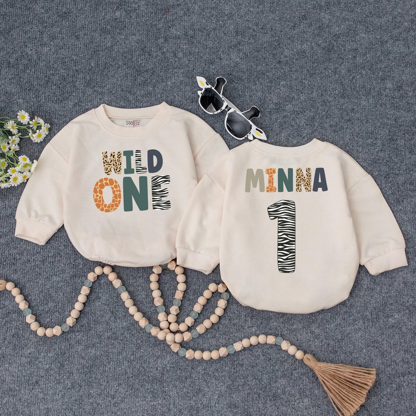 Personalized Wild One Romper, Safari First Birthday Outfit, Custom Name, Baby Girl Clothes, Animal Print, Party Animal, Wild ONE Zebra Romper 1st Bday Gift (138 chars)