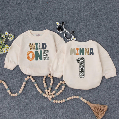 Personalized Wild One Romper, Safari First Birthday Outfit, Custom Name, Baby Girl Clothes, Animal Print, Party Animal, Wild ONE Zebra Romper 1st Bday Gift (138 chars)