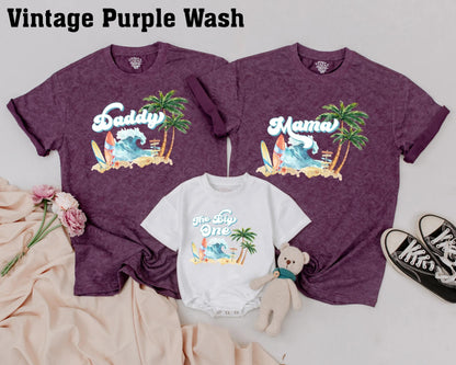 Matching Surf Birthday Shirts for Dad & Baby, The Big One Summer Beach Outfits, Surfer Family Tees