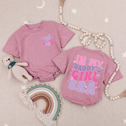 In My Daddy's Girl Era Romper Cute Retro Pink Purple Floral Butterfly Baby Girl Outfit Daddy Daughter Gift