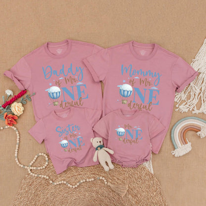 Mr Onederful Hot Air Balloon Birthday Matching Family Shirts, Mommy & Daddy Baby Boy 1st Birthday Outfit, Family Party Cotton Gift