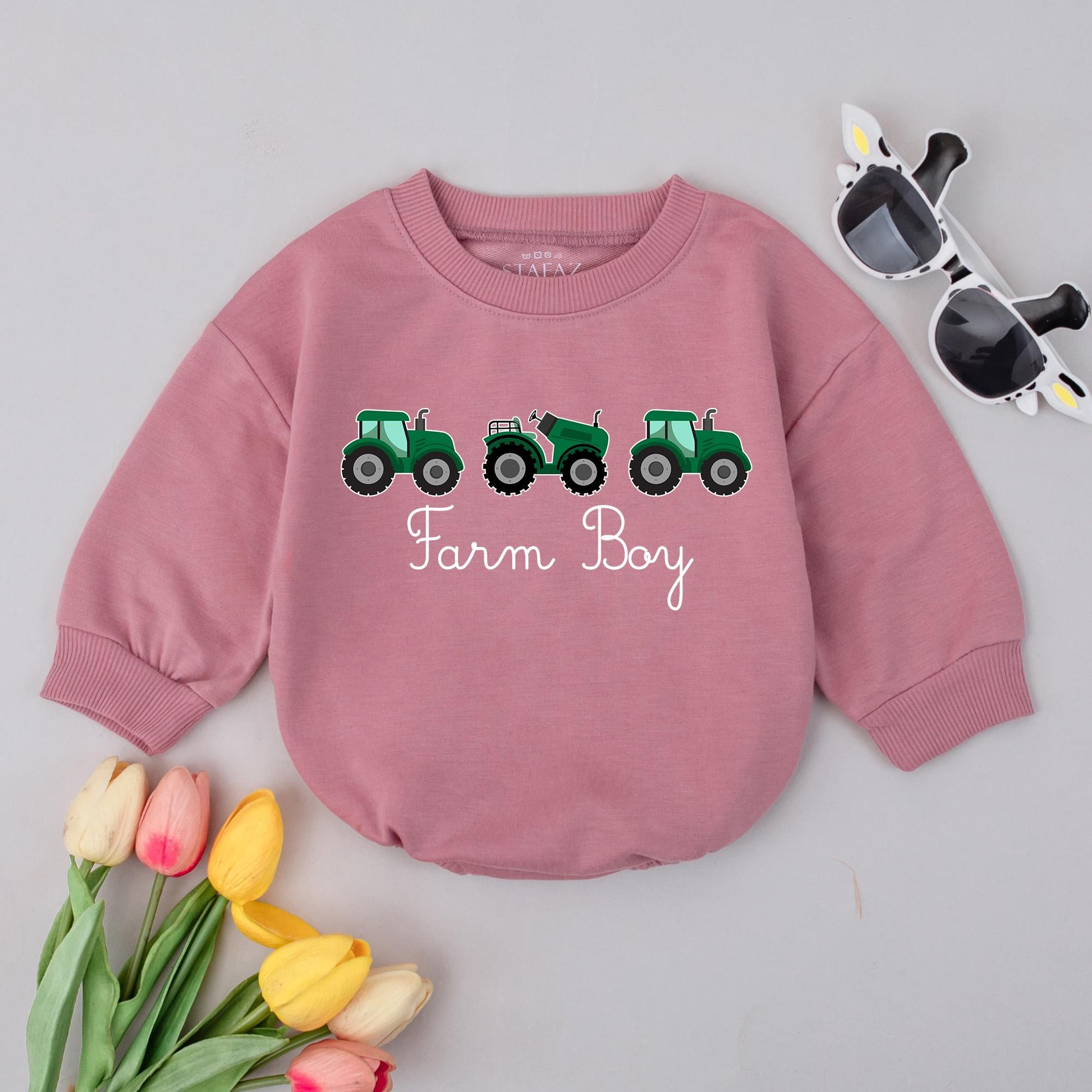 Farm Boy Baby Sweatshirt & Toddler Tractor Shirt - Country Outfit, Fall Clothes, Farmer Gift, Baby Boy 1st Birthday