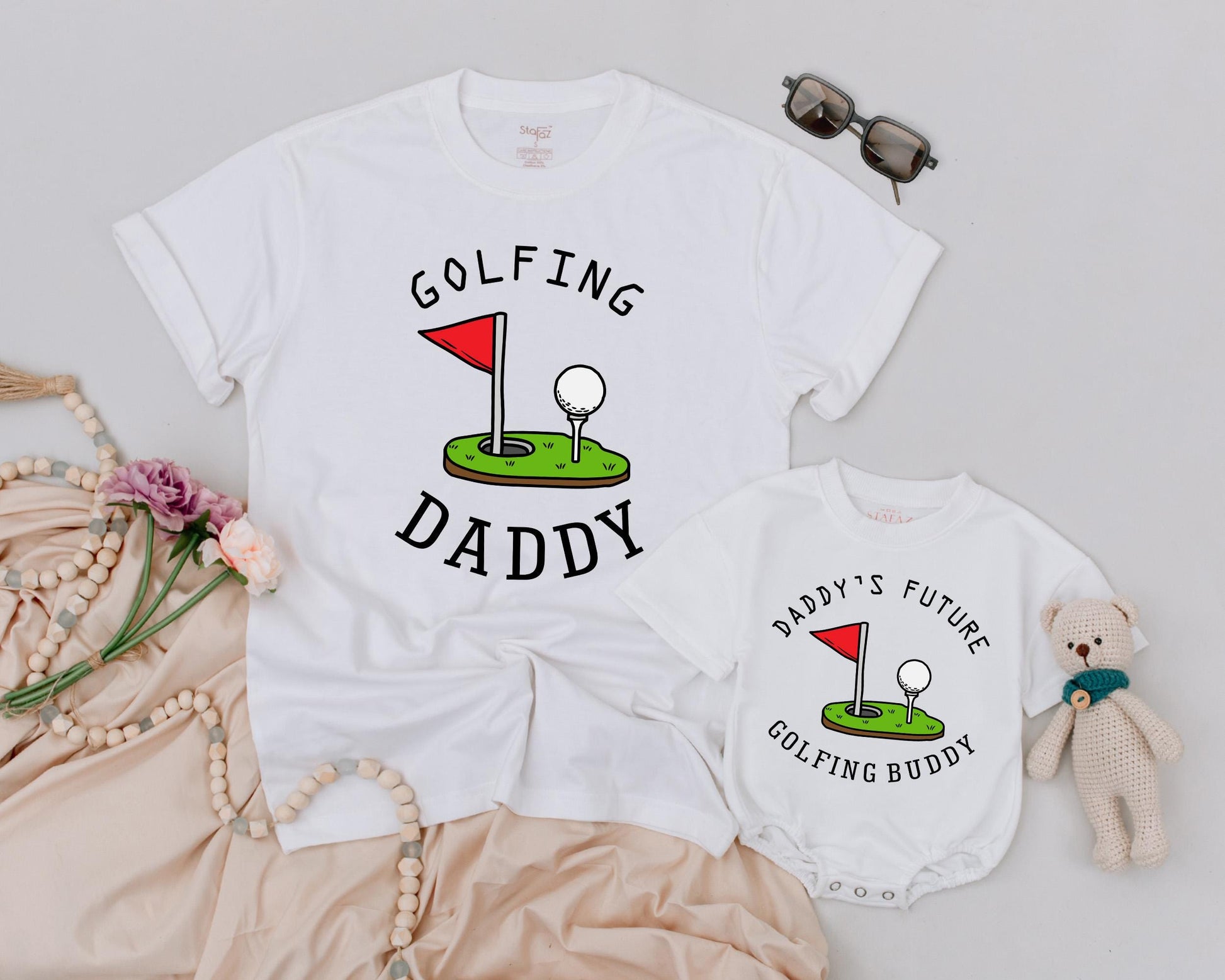 Golfing Daddy & Baby Matching Outfit Funny Golf Dad T-Shirt & Baby Romper Daddy's Future Golfing Buddy Father's Day Gift Idea