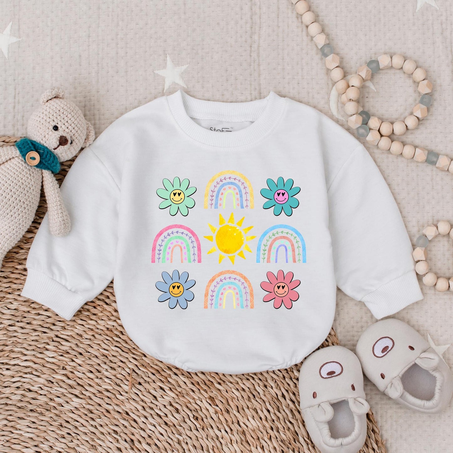 Daisy Romper Baby Girl Summer Outfit Checkerboard Flowers Retro First Birthday Gift Cute Baby Clothes