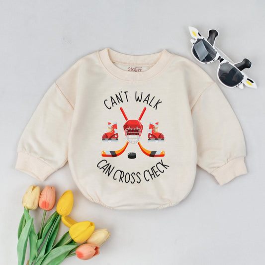 Funny Hockey Baby Shirt – "Can't Walk, Can Skate" – Cute Baby Hockey Shirt – Perfect Gift for Hockey Fans – Baby Boy or Girl Shirt