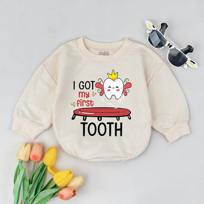 Baby First Tooth Milestone Bodysuit I Got My First Tooth Outfit Funny Cute Tooth Fairy Celebration Gift Soft Cotton Baby Shower Photo Prop