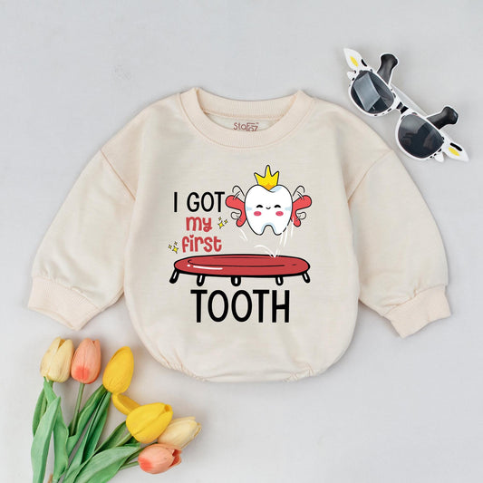 Baby First Tooth Milestone Bodysuit I Got My First Tooth Outfit Funny Cute Tooth Fairy Celebration Gift Soft Cotton Baby Shower Photo Prop
