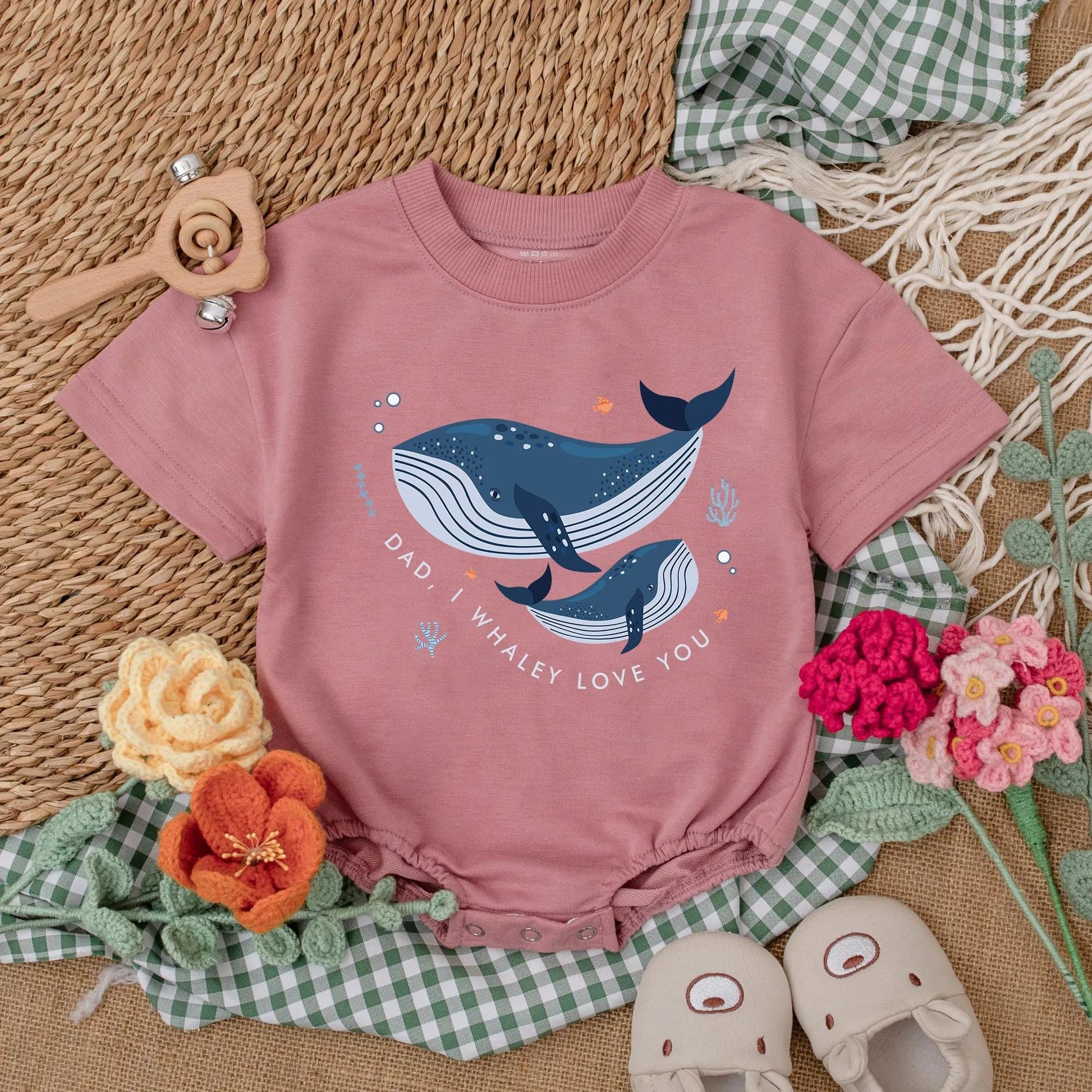 Dad I Whaley Love You Romper Cute Whale Baby Bodysuit First Father's Day Outfit I Love My Daddy Bubble Romper Gift