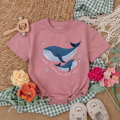 Dad I Whaley Love You Romper Cute Whale Baby Bodysuit First Father's Day Outfit I Love My Daddy Bubble Romper Gift