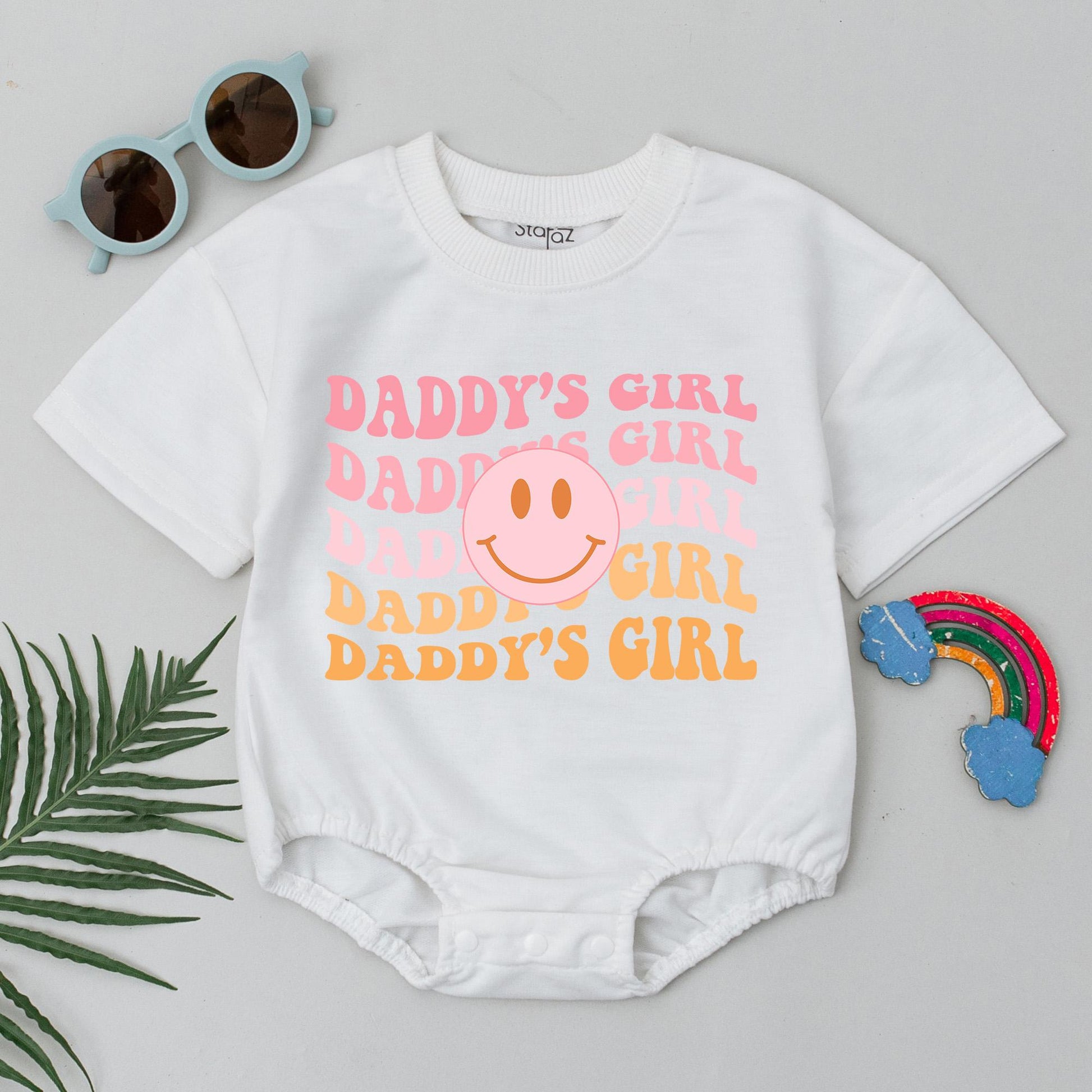 Daddy’s Girl Retro Romper Wavy Text Baby Girl Bodysuit Newborn Sweet Father’s Day Gift Outfit