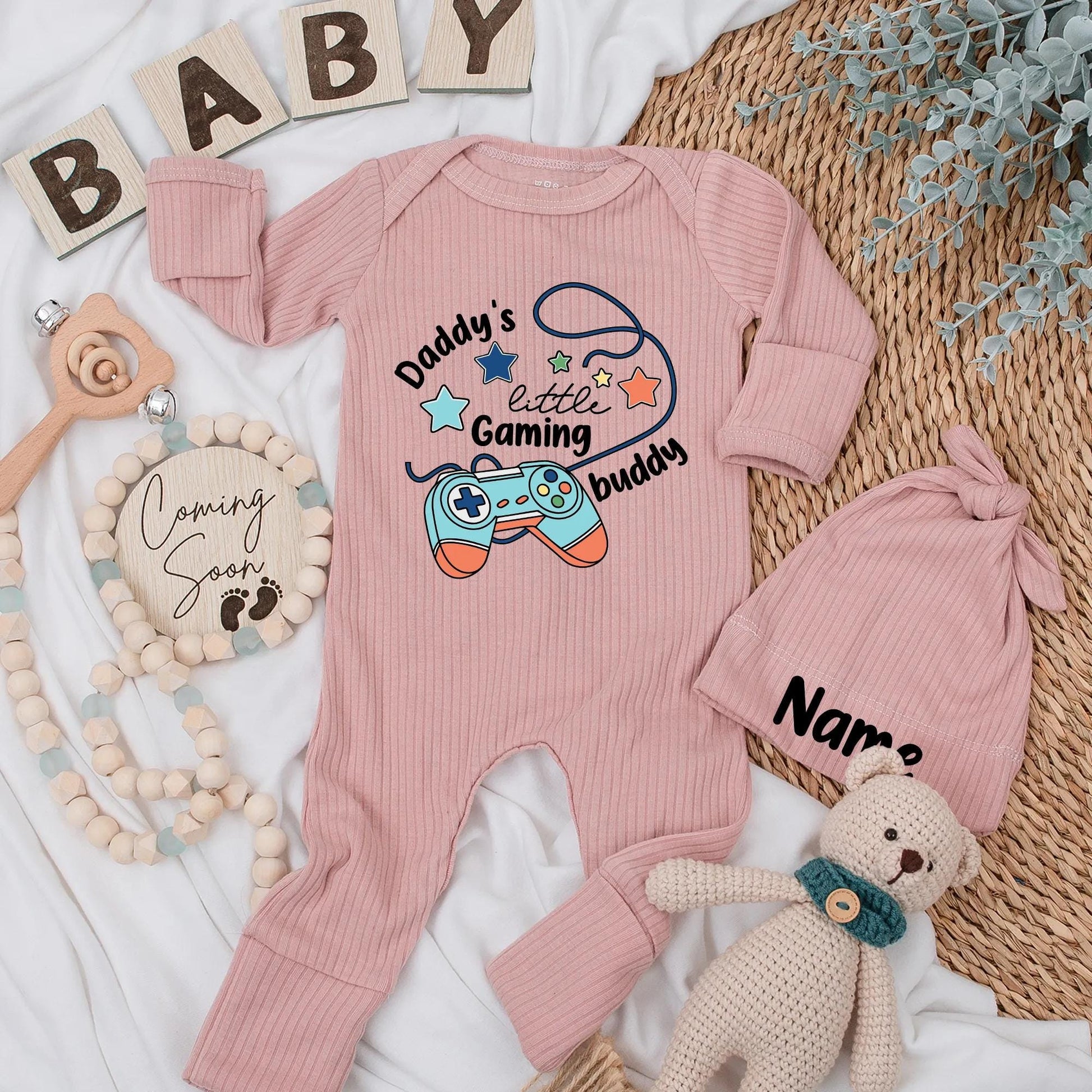 Daddy's Little Gaming Buddy Newborn Bodysuit, Gamer Baby Boy Romper, Blue Controller Design, Baby Shower Gift, Coming Home Outfit (138 chars)
