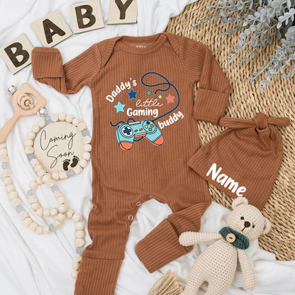 Daddy's Little Gaming Buddy Newborn Bodysuit, Gamer Baby Boy Romper, Blue Controller Design, Baby Shower Gift, Coming Home Outfit (138 chars)
