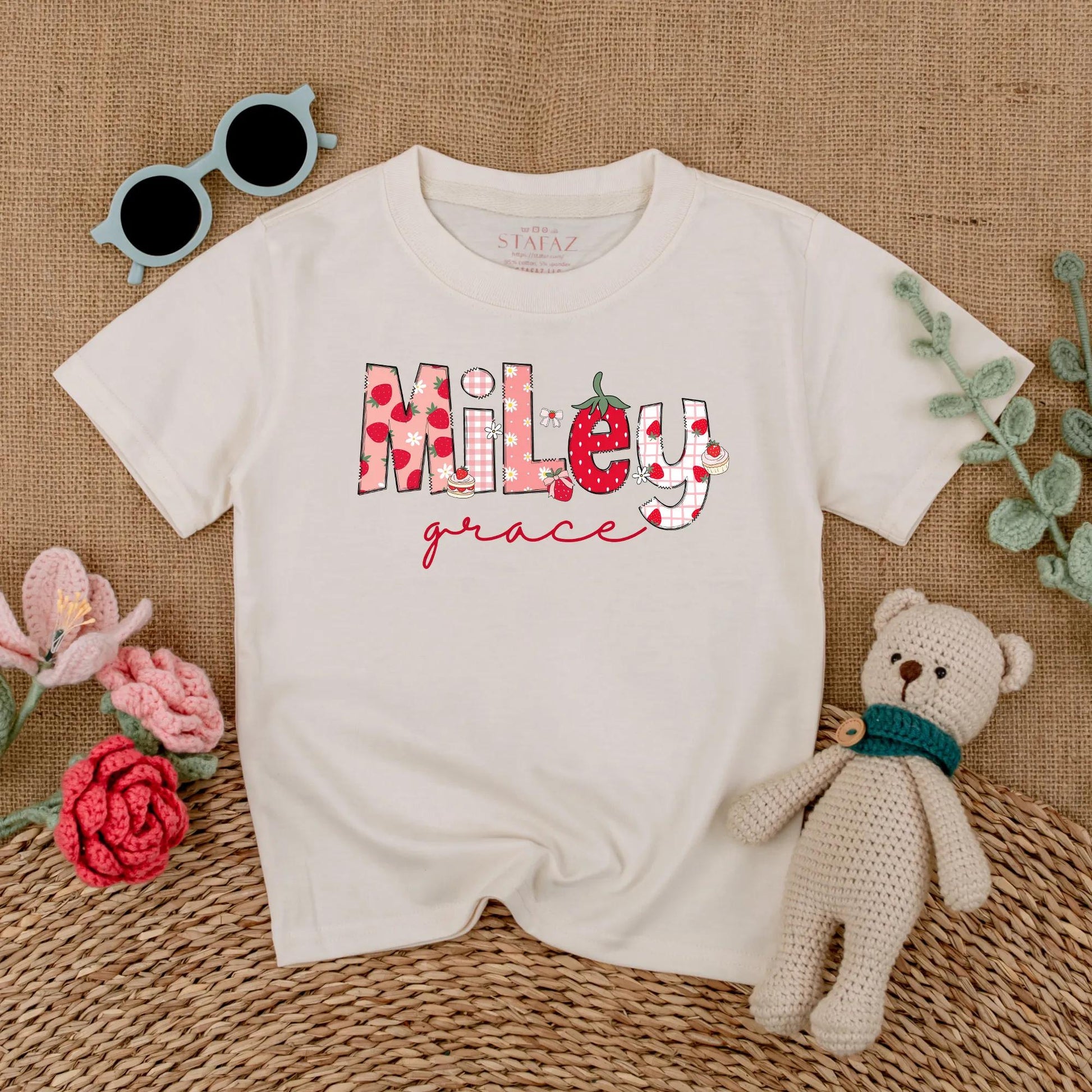 Personalized Strawberry Girl Shirt | Custom Name Toddler T-shirt | Cute Summer Outfit for Baby Girls | Back to School Gift